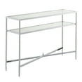 thumbnail image 1 of HomeStock Rustic Romance Console Table, 45"L x 12"W x 30"H, Tempered Glass Shelves & Chrome Frame, Perfect for Living Spaces, 1 of 2