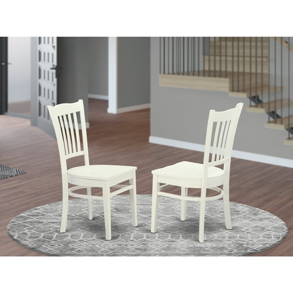 HomeStock Rustic Romance Dining Chair with Wood Seat In Linen White Finish with Manual Recliner and Slat Back - 21"D x 18"W x 37"H