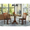 thumbnail image 1 of Rustic Kitchen Dining Set - 3 Piece Table & Chairs - Small Space Round Table - Mahogany Finish, 1 of 5