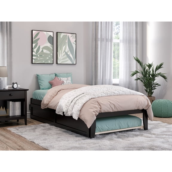 Twin Bed with Trundle - Rustic Romance Espresso Finish - HomeStock Bedroom Furniture