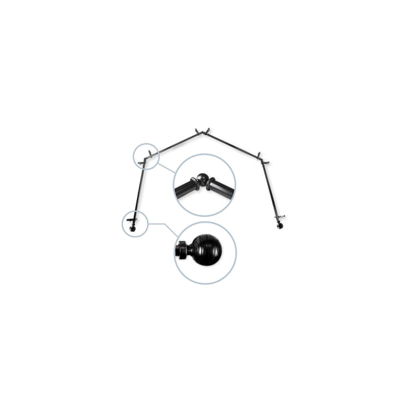 Rustic Curtain Rod Set - Adjustable Telescoping Rods & Finials - Black Hardware for Windows