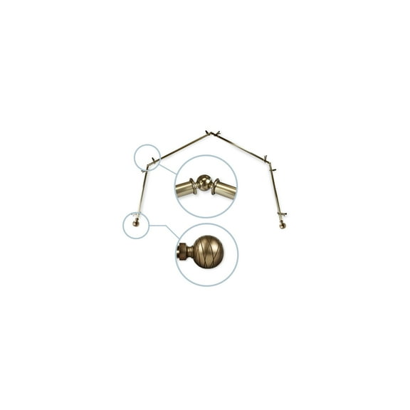 Rustic Curtain Rod Set - Adjustable Telescoping Rods & Antique Brass Finials - Home Decor Hardware