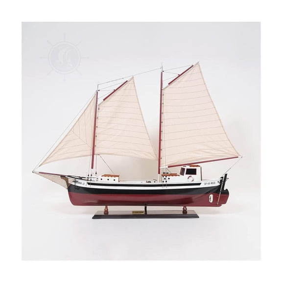 Handcrafted La Gaspesienne Model Ship - Wooden Sailing Ship Collectible - 43" Decorative Nautical Display