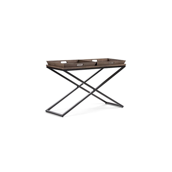 50" Console Table - Distressed Natural Elm Wood & Metal - Living Room, Entryway, Bedroom