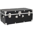 thumbnail image 1 of HomeStock Rustic Romance Heavy Duty 30" Under Bed College Storage Trunk with Lock, Latch Closure Type, 15.75" D x 30" W x 12.25" H, Ideal Camp Dorm Room Trunk Footlocker-Color:Black, 1 of 1