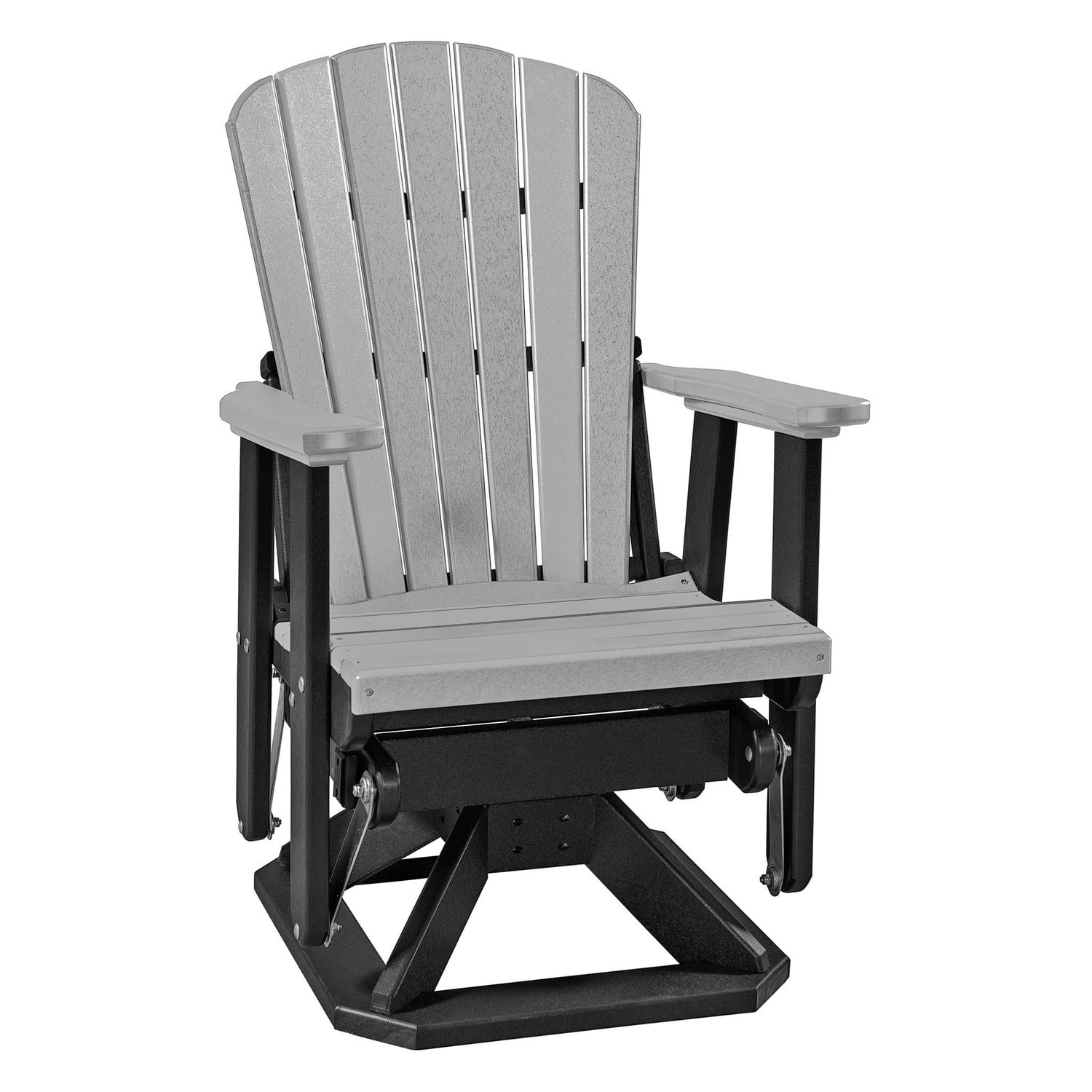 HomeStock Seaside Style 33"D x 27"W x 42"H Fan Back Swivel Glider in Light Gray, High-Density Poly Resin, Outdoor Friendly, Heavy Duty