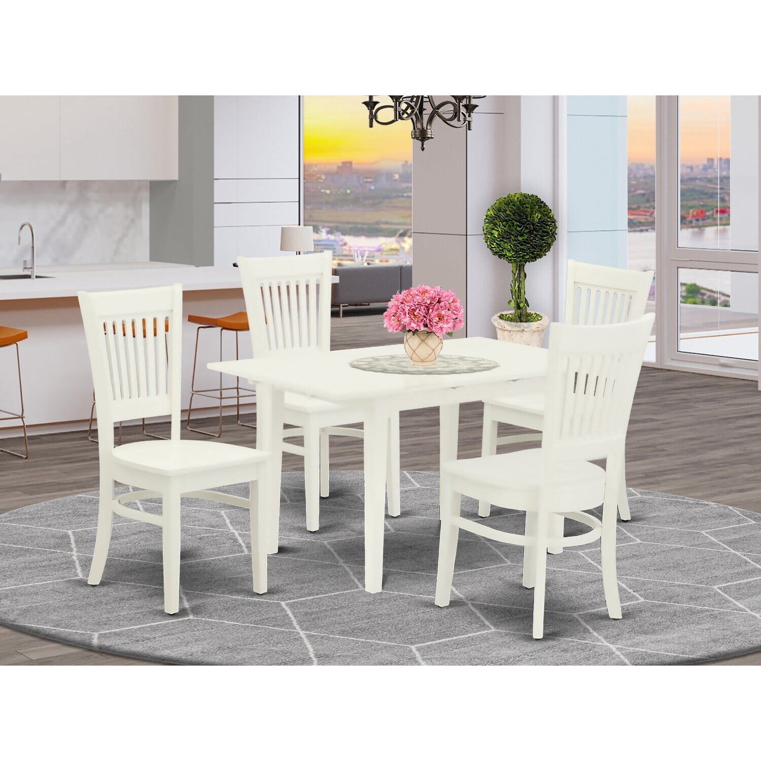5-Piece Wooden Dining Set with Rectangular Table and 4 Chairs-Natural