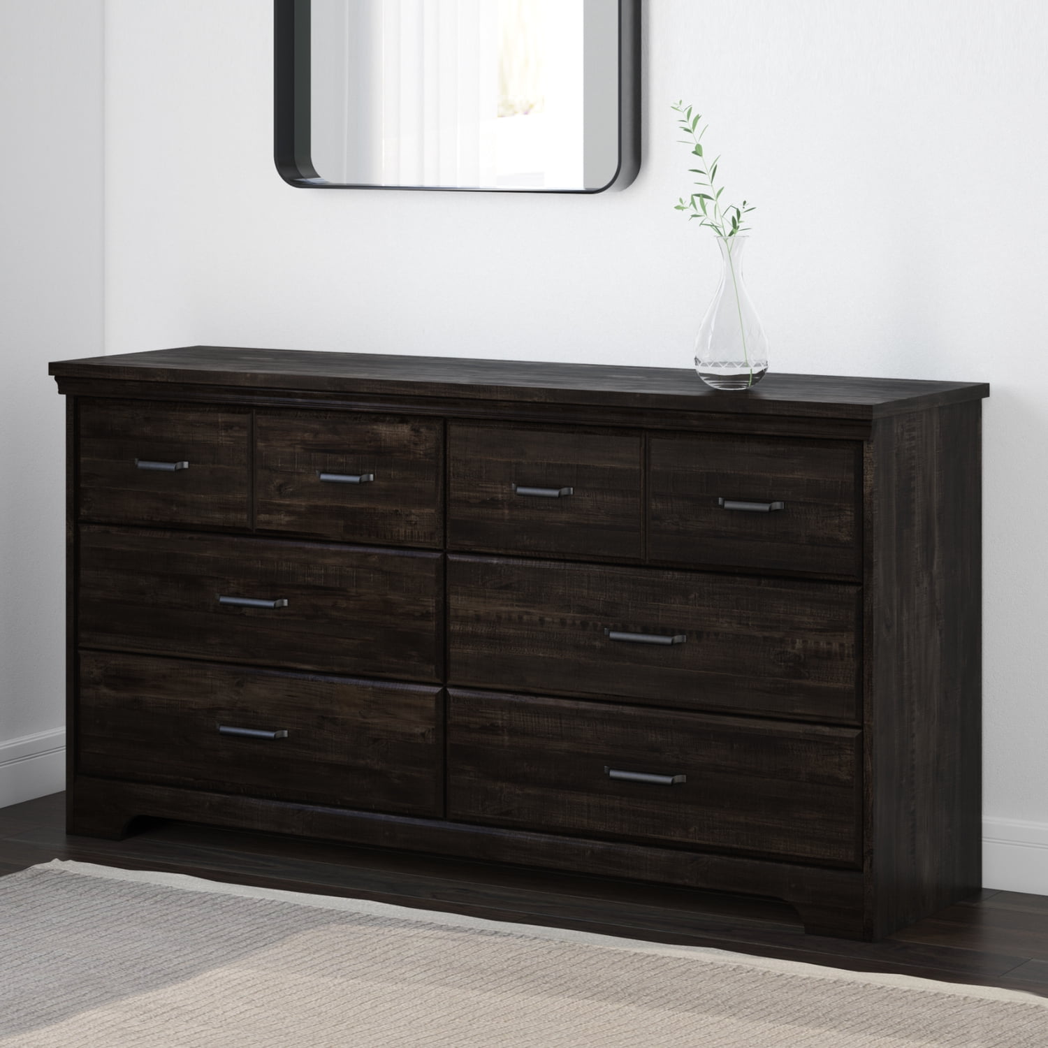Cottage Charm Rubbed Black Double Nursery Dresser