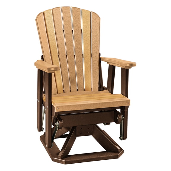 HomeStock Seaside Style Fan Back Glider in Cedar and Tudor Brown, 33" W x 27" D x 42" H, Sustainable Comfort for Outdoor Relaxation, Perfect for Evenings