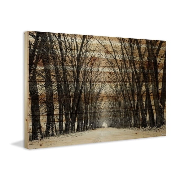 HomeStock Seaside Style Tree Path Painting Print on Natural Pine Wood, Contemporary Wall Decor: Abstract, Digital Art Prints, and Modern Styles for Your Home
