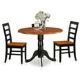 thumbnail image 1 of HomeStock Set - Dining Table And 2 Microfiber Chairs, Black & Cherry, 42" Round Table with Two 9-Inch Drop Leaves, 30" Height, Includes 3-Piece Set, 1 of 7