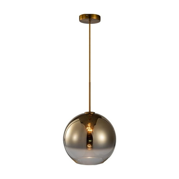 HomeStock Single Pendant Light with Gold Metal Frame, Bronzed Ombre Shade, Adjustable Cord, and 72-Inch Hanging Wire for Versatile Ceiling Heights