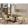 thumbnail image 1 of HomeStock Sophisticated Simplicity 5-Piece Dining Room Table Set ith ChairS Legs & Brown Linen Fabric Living Room Chairs Set f 4 & Attractive Dining Table- Antique Walnut, 1 of 5