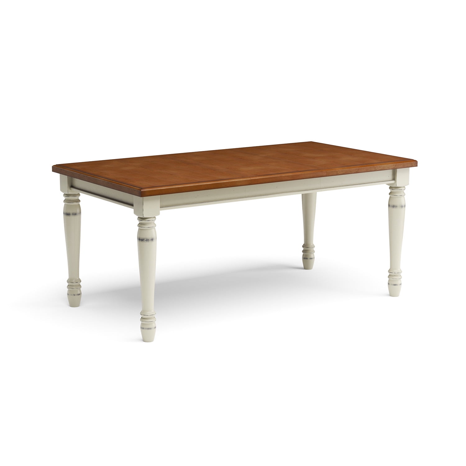Farmhouse Dark Brown and Off-White Extendable Wood Dining Table