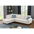 thumbnail image 1 of HomeStock Sophisticated Simplicity Sectional Sofa With Ottoman, Living Room Set, Left Facing Chaise, 2 Cup Holders, 2 Throw Pillows, Tufted Back and Seat - 99.5"D x 67"W x 32"H-Color:Beige, 1 of 10