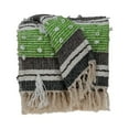thumbnail image 1 of HomeStock Sophisticated Simplicity Transitional Handloomed 52" x 67" Cotton Throw Blanket for All Living Spaces-Color:Green and Grey, 1 of 10