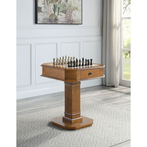 Game Table with Drawers - Chess, Checkers, Backgammon - 3-in-1 Wood Table