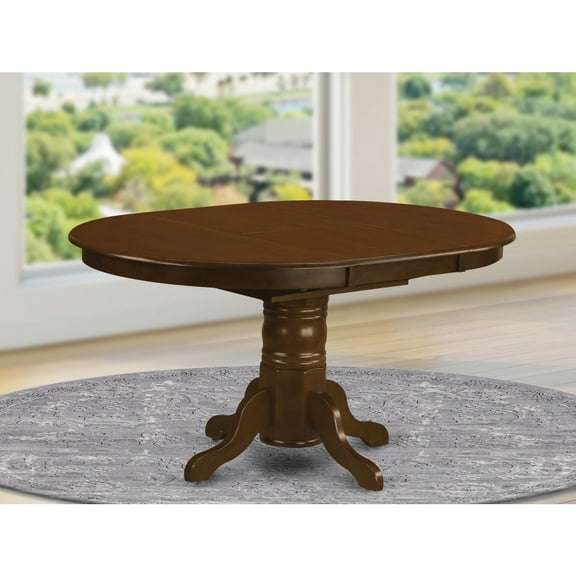 HomeStock African Artistry Kitchen Dining Table - an Oval Wooden Table Top with Butterfly Leaf & Pedestal Base, 42x60 Inch, Modern Oval Dining Table-Color:Espresso