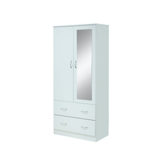HomeStock Southwestern Sensibilities 2-Door Armoire With 2-Drawers And Clothing Rod Plus Mirror In White