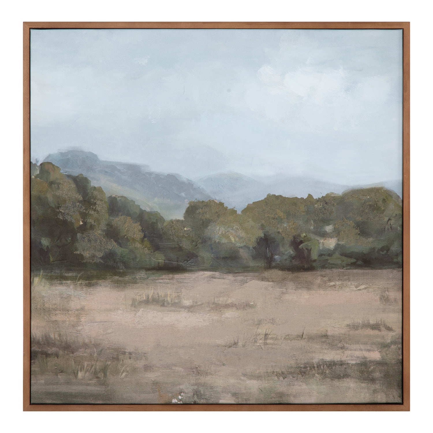 Serene Landscape Framed Canvas Painting with Medium Wood Frame