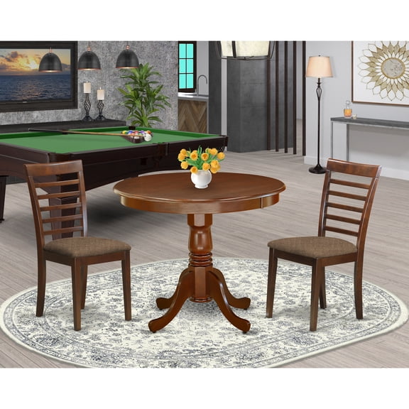 Round Kitchen Table Set 36 Inch Southwestern Style Table & 2 Dining Chairs