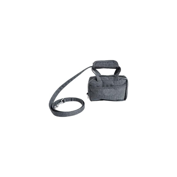Dog Leash Purse - Accessory Holder & Waste Bag Dispenser - Lightweight Grey Zippered Pouch