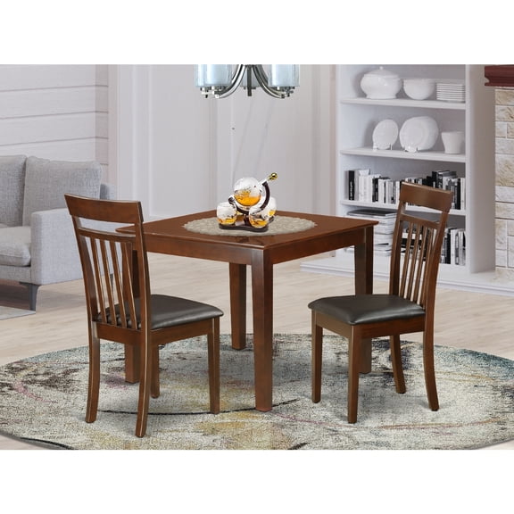 Southwestern Dinette Set - 3 Piece Kitchen Table & Chairs - Small Space Dining - 36x36 Inch Mahogany