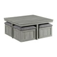 thumbnail image 1 of HomeStock Southwestern Style Coffee Table with Four Storage Stools (Ottomans) in Grey Finish - 18 x 38 x 38 inches, Lift Top Design on Stools, Stools Upholstered in Polyester, 1 of 4