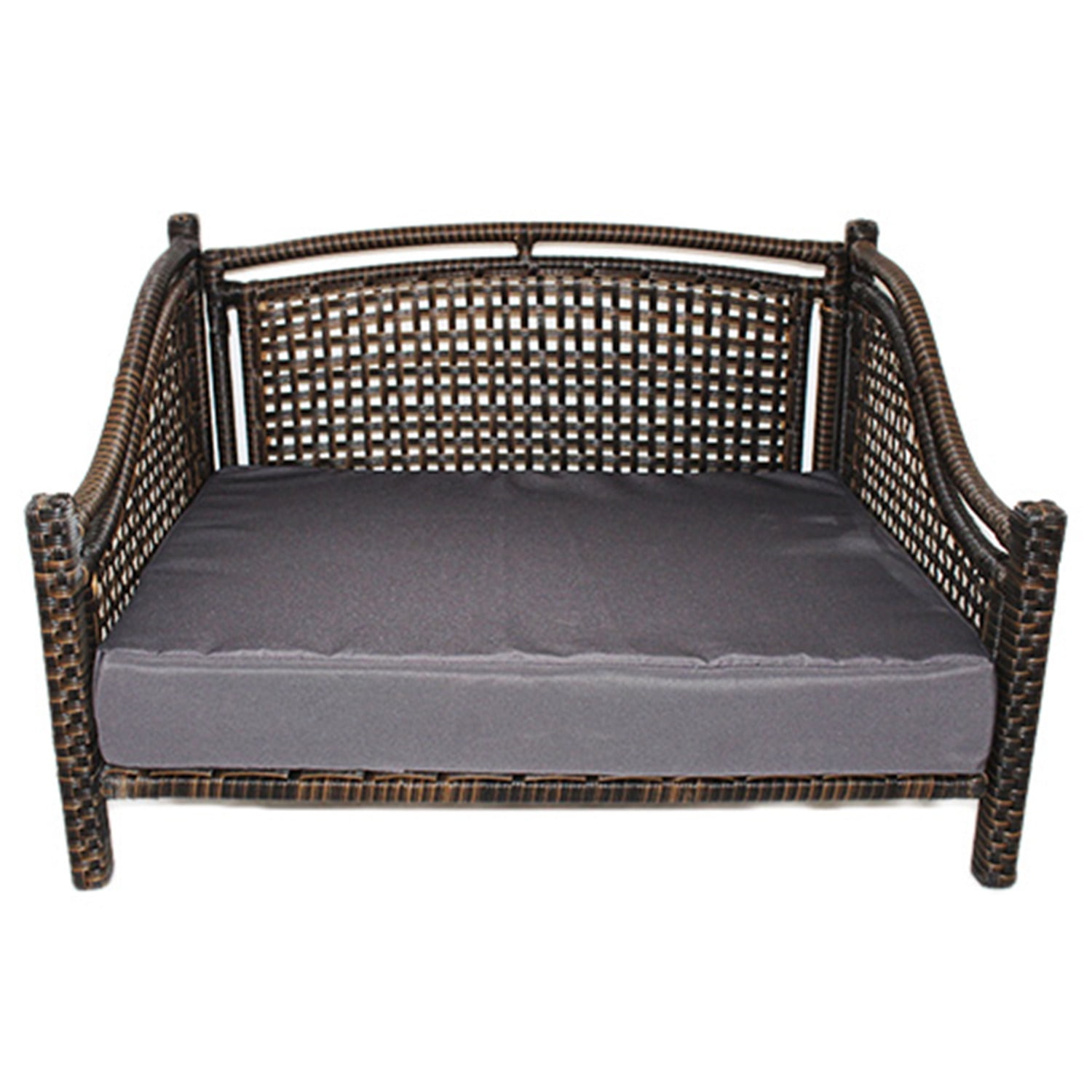 Maharaja Elevated Rattan Pet Sofa with Charcoal Cushion