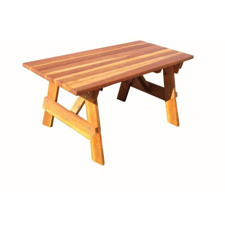 Asian Allure Picnic Table - Square Corner Outdoor Table - Portable Wood Table - 72" Deck - Pedestal Base