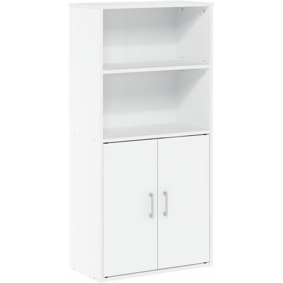 HomeStock Storage Cabinet With 2 Open Shelves And 2 Doors - Finish:Black Oak-Finish:White