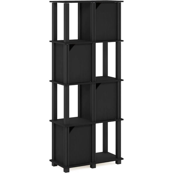 Homestock Victorian Elegance 5 Tier/4 Doors Storage Shelf With Doors, 23.5 (W) X 57.72 (H) X 11.61 (D) Inches, Suitable For Any Room-Finish:Black Oak/Black,Style:5 Tier/4 Doors