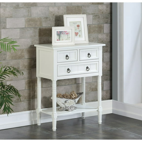 Hall Table with Drawers - 3 Drawer Console Table, Transitional Design, Rubberwood, Easy Assembly