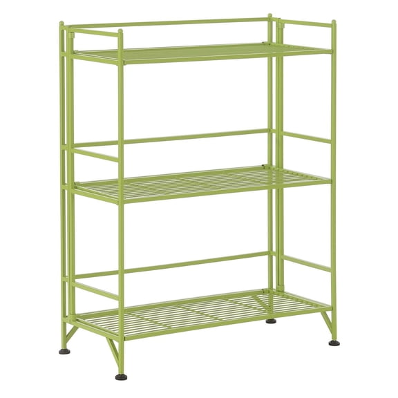 3-Tier Folding Metal Shelf - Wide Storage Unit for Living Room, Kitchen, Office, Garage - Home Organization