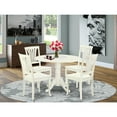 thumbnail image 1 of Round Kitchen Table Set - 5 Piece Dining Set with 4 Chairs - Linen White, 1 of 5