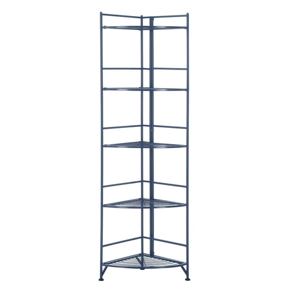 5 Tier Corner Shelf Foldable Metal Organizer - Home Storage Rack for Kitchen, Office, Basement