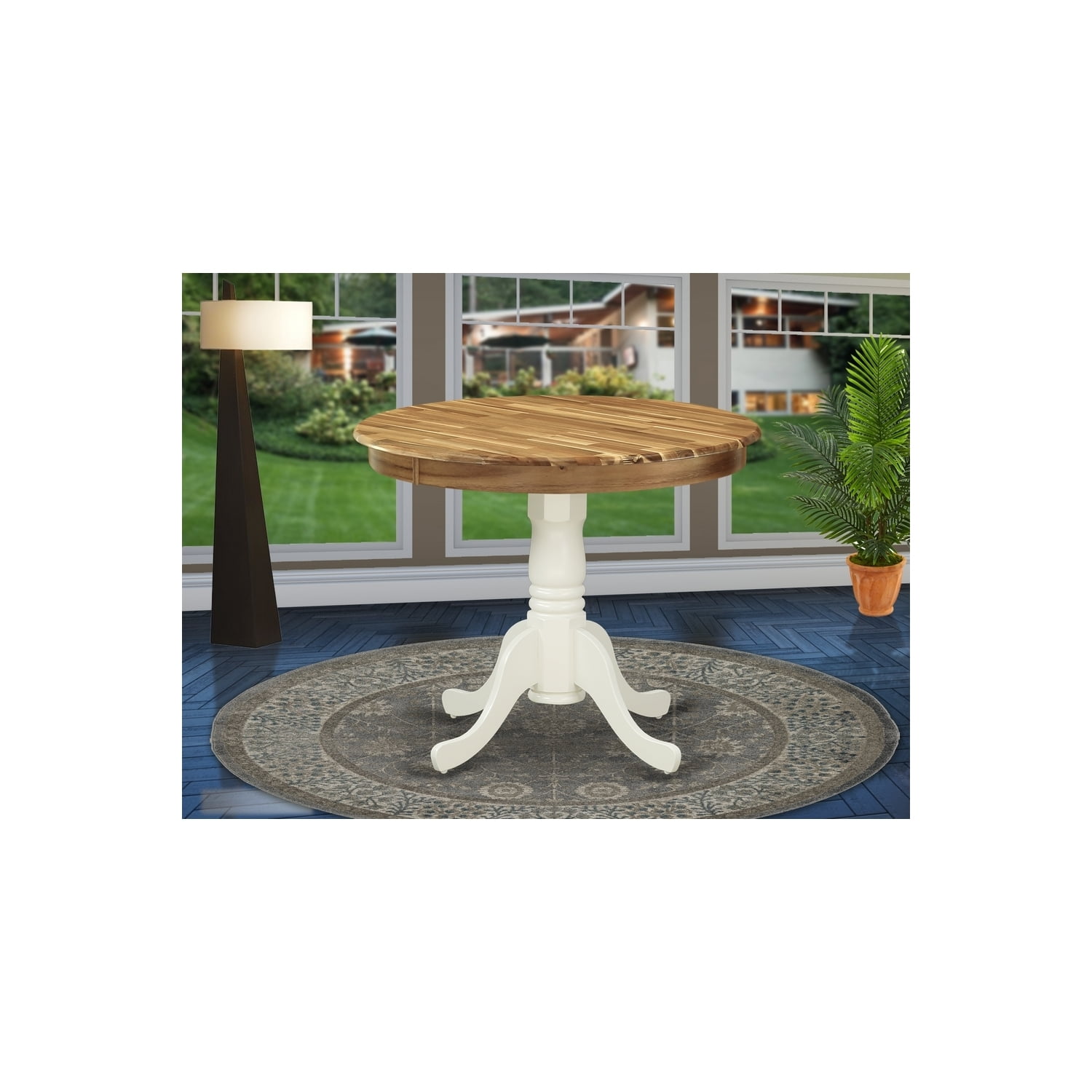 HomeStock Suburban Soiree Antique Dining Table Made Of Acacia Wood