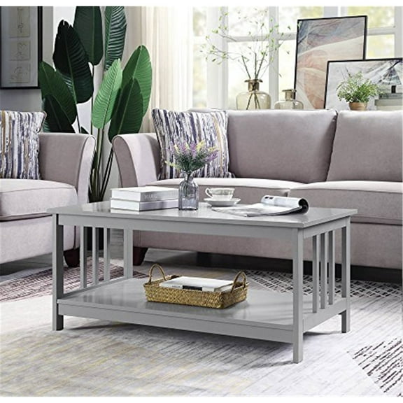 HomeStock Old World Opulence Coffee Table, Functional Coffee Table with Bottom Shelf for Display and Storage , 39.50" x 21.75" x 18.00"-Color:Grey