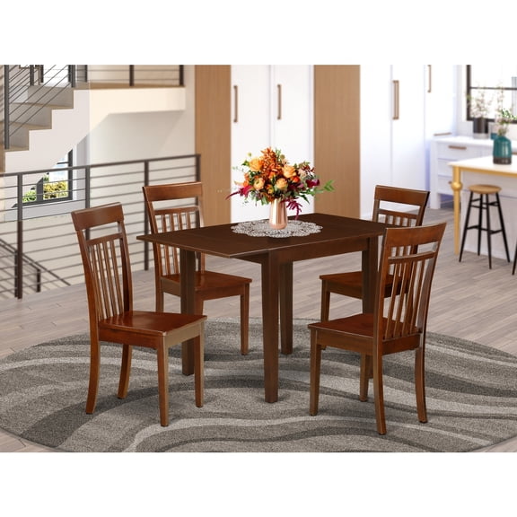 Dining Table Set 5 Piece Wood - Kitchen Table with 4 Chairs - Mahogany Finish - Solid Wood Dining Room Set