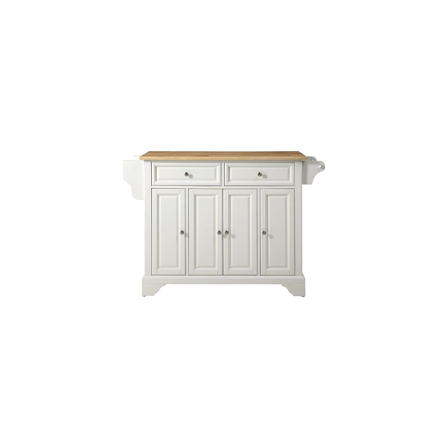 Lafayette 46'' White Kitchen Island with Natural Wood Top and Storage