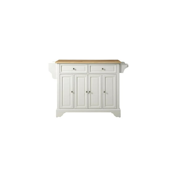 HomeStock Tuscan Temptations Full Size Kitchen Island,Spacious Countertop,Portable Design,Modern Kitchen Furniture,Convenient,/Cart White/Stainless Steel Top-Color:White,Style:Natural Wood Top