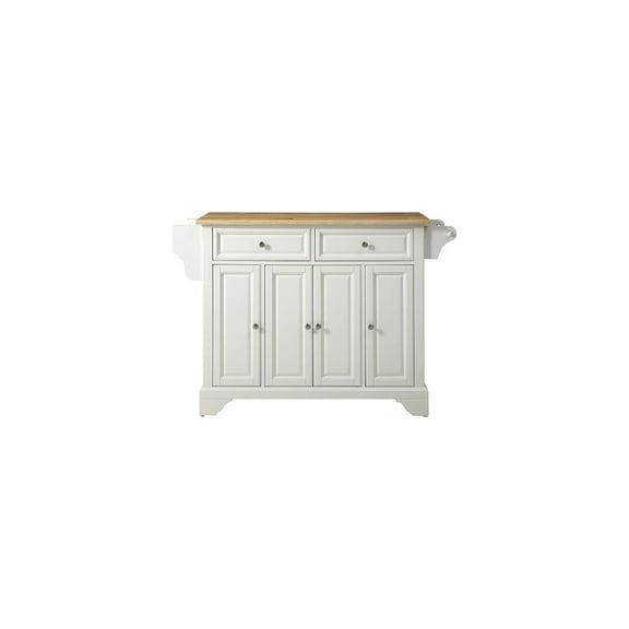 HomeStock Tuscan Temptations Full Size Kitchen Island,Spacious Countertop,Portable Design,Modern Kitchen Furniture,Convenient,/Cart White/Stainless Steel Top-Color:White,Style:Natural Wood Top