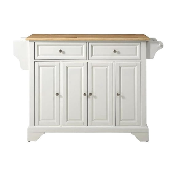 Kitchen Island with Stainless Steel Top & Storage - Portable Cart White