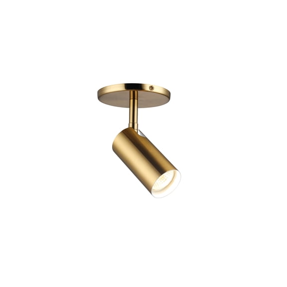 1 Light Halogen Spotlight - Adjustable Lamp Head - Brass Finish - Bedroom, Living Room Lighting