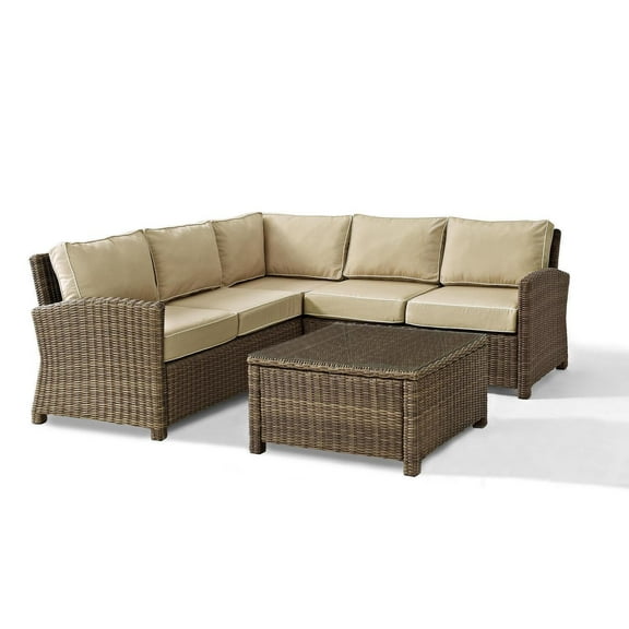 Outdoor Sectional Sofa Set - 4 Piece Patio Furniture Set - Wicker Rattan Conversation Set