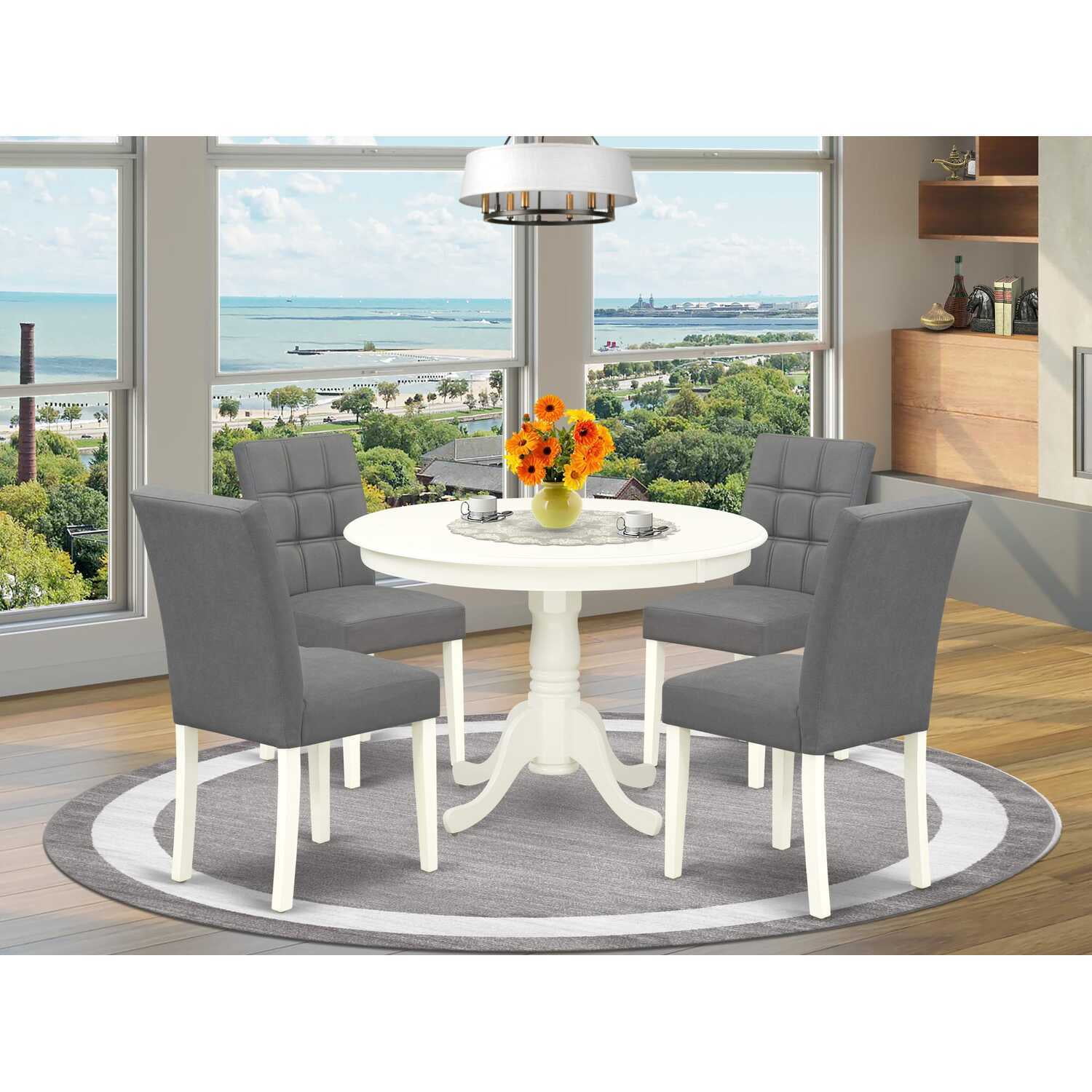 Modern Piece Round Dining Set Kitchen Table with Chairs