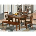 thumbnail image 1 of Modern 6 Piece Dining Set - Wood Table & Faux Leather Chairs - Bench Included - 32x60 Inch, 1 of 6