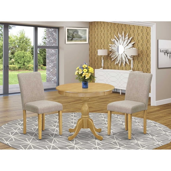 Suburban Sophistication Dining Room Set with a Round Dining Table and Dinner Chairs with High Back, Compact Dining Set for Dining Rooms