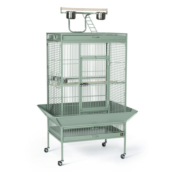 HomeStock Suburban Sophistication Playtop Bird Home with Spacious Design, Durable Materials, Removable Perches-Color:Sage Green,Size:Medium