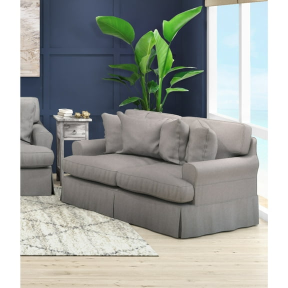 Slipcovered Loveseat - Washable Water Resistant Stain Proof - Gray Living Room Sofa